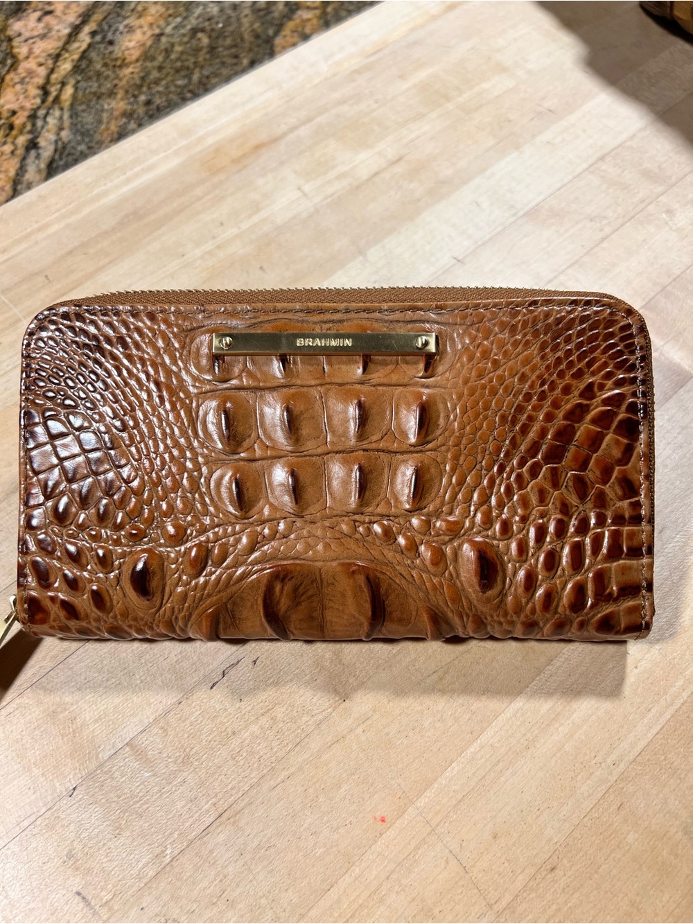 Brahmin Suri Zip Wallet in Toasted Almond.